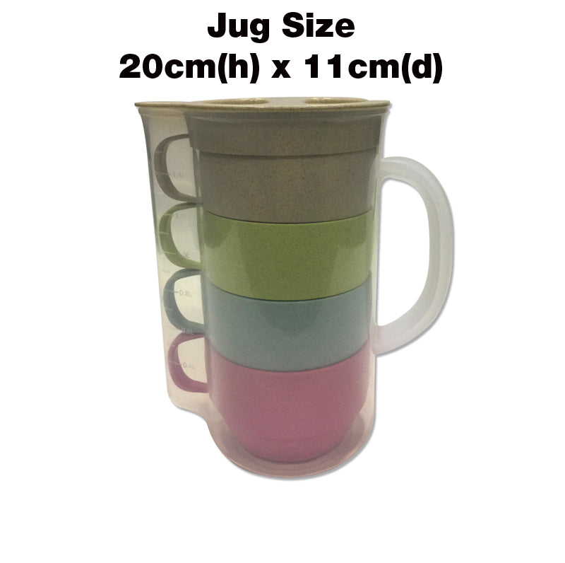 18-398 Straw Wheat Jug (1.6L) & Cups Set