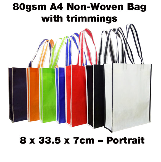 18-420 80gsm A4 Non-Woven Bag with trimmings