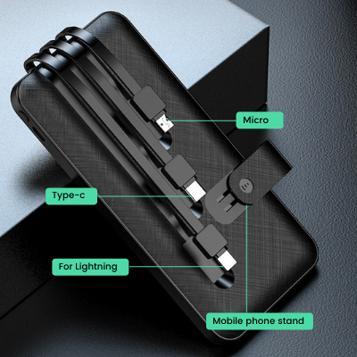 Fast Charging 3 Cabled 10000mAh Power Bank