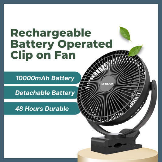 Rechargeable Battery Operated Clip on Fan