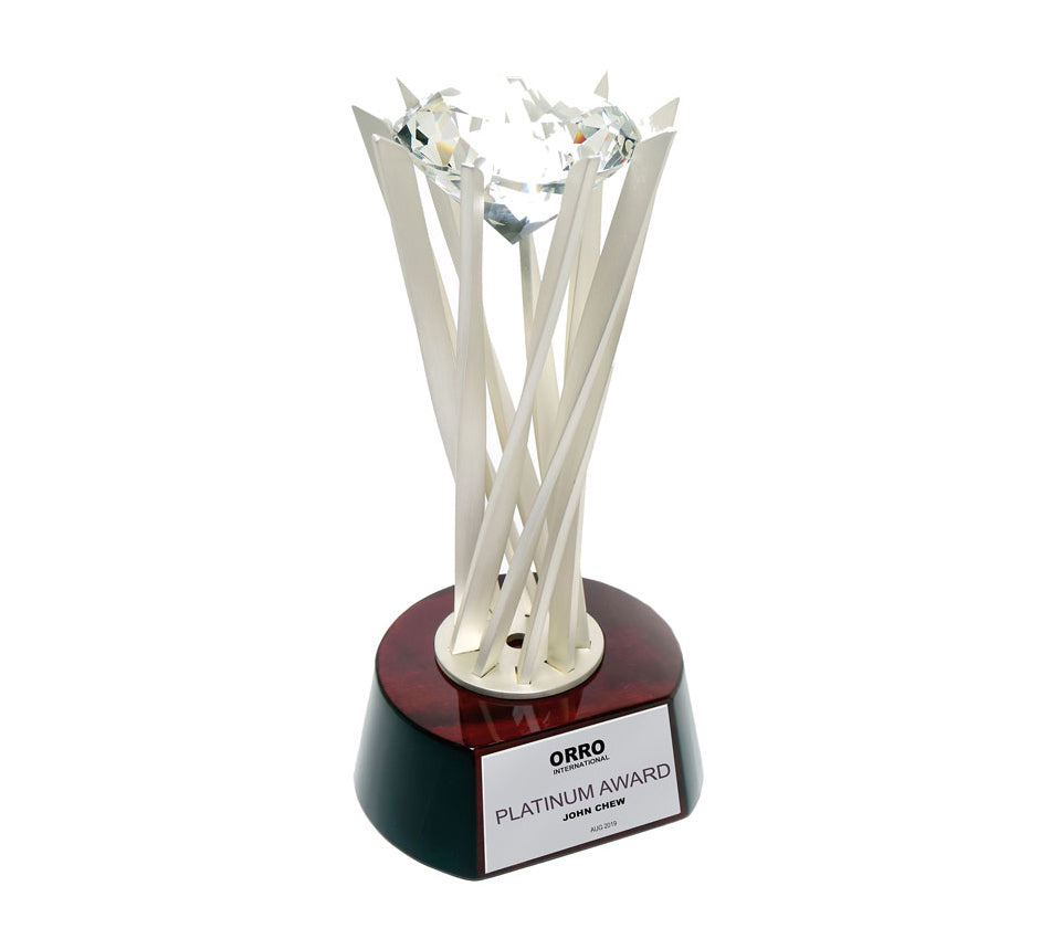 Senza Radius Diamond Award on Round Wood Base