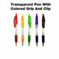 18-111 Transparent Pen With Colored Grip And Clip