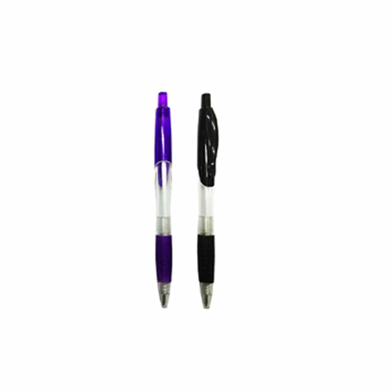 Transparent Pen with Coloured Grip and Clip