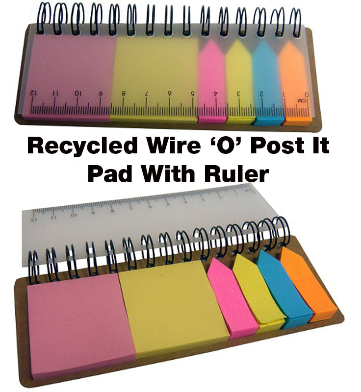 Recycled Wire ‘O’ Post It Pad With Ruler