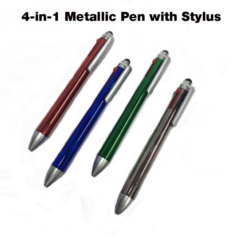 4-in-1 Metallic Pen with Stylus