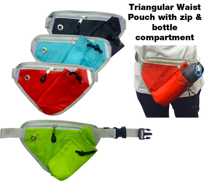 Triangular Waist Pouch with Zip & Bottle Compartment