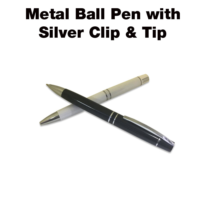 Metal Ball Pen with Silver Clip & Tip