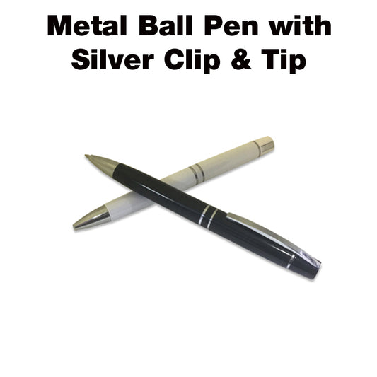 18-364 Metal Ball Pen with Silver Clip & Tip