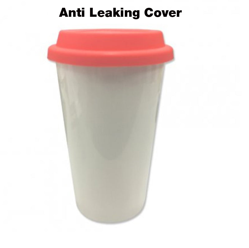 Double-Wall Ceramic Mug with Coloured Silicone Lid