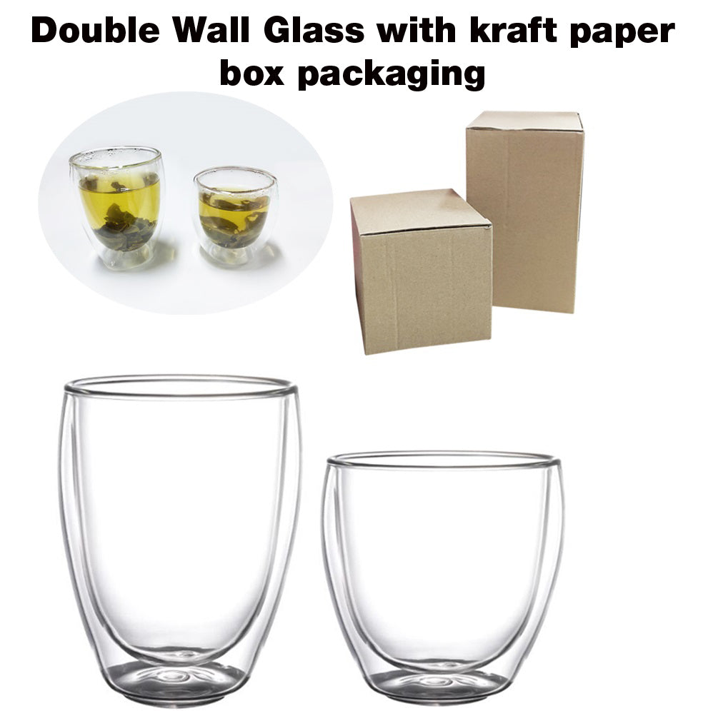 18-379 Double Wall Glass with kraft paper box packaging