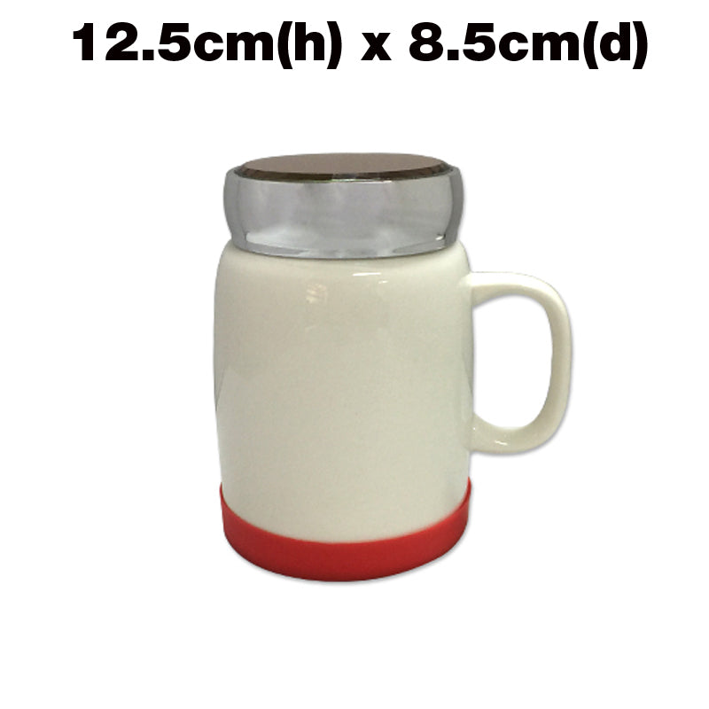 18-385 400ml Porcelain Mug with silver lid & silicon base