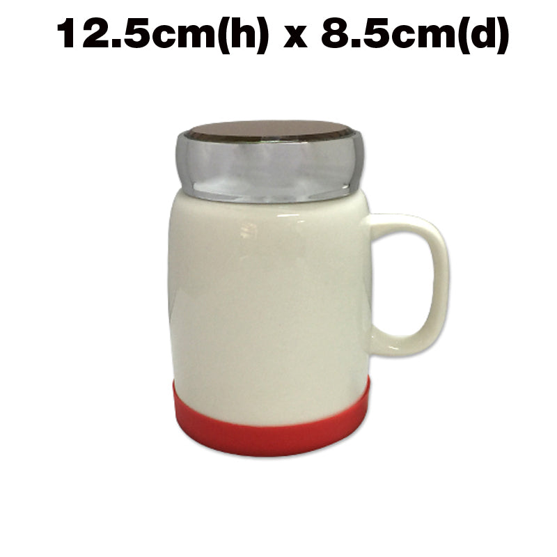 400ml Porcelain Mug with Silver Lid & Silicone Base