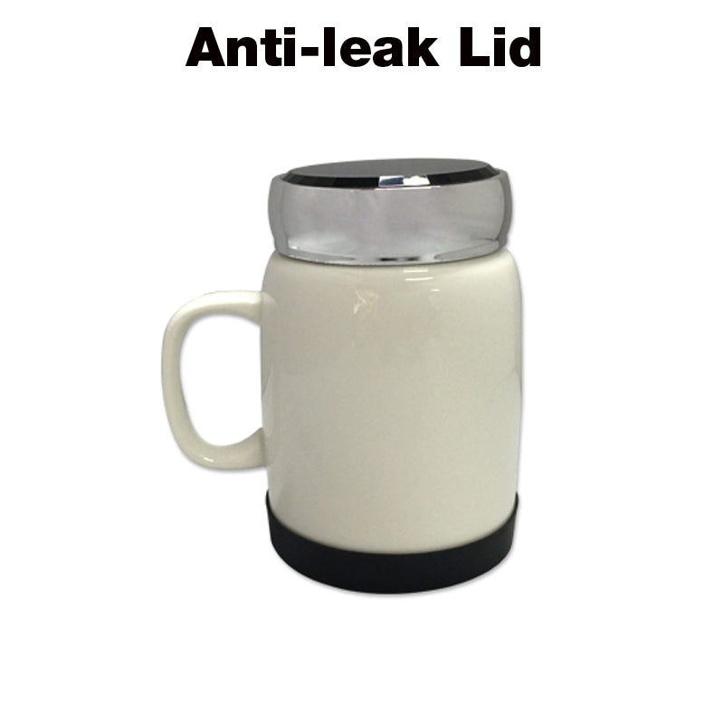 400ml Porcelain Mug with Silver Lid & Silicone Base