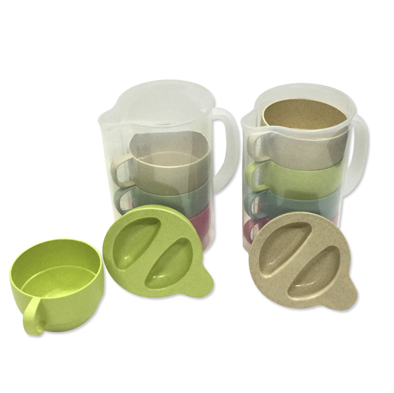 1.6L Straw Wheat Jug & Cups Set