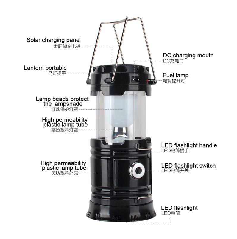 Solar Rechargeable Lantern Torch with USB