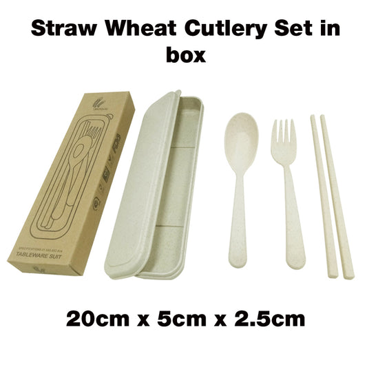 18-407 Straw Wheat Cutlery Set in box