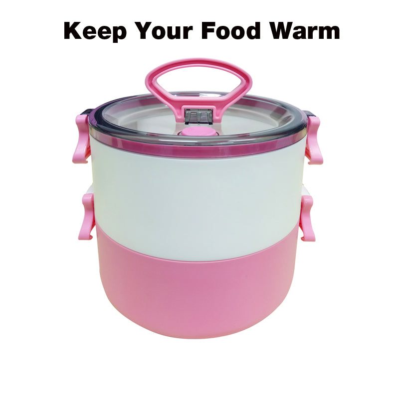 1.2L 2-Tier Lunch Box with 2-in-1 Fork & Spoon