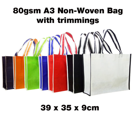 80gsm A3 Non-Woven Bag with trimmings