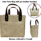 Jute Tote Bag with pu leather handles