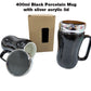 18-447 400ml Black Porcelain Mug with sliver acrylic lid