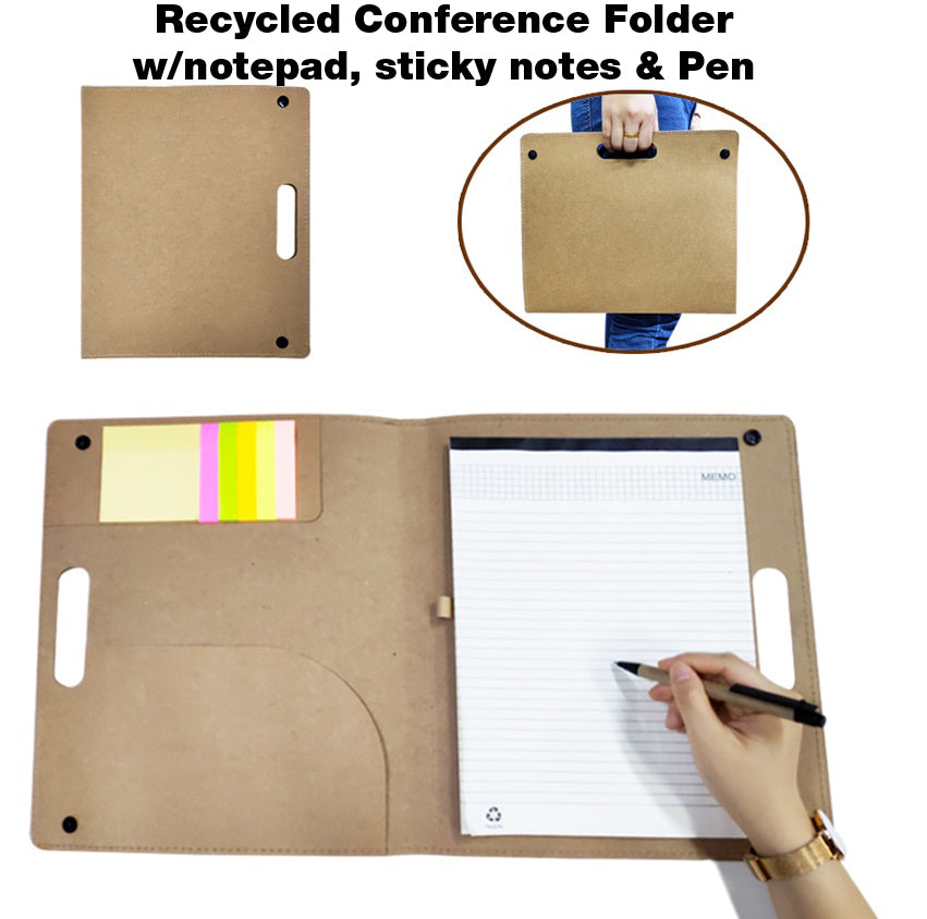 Recycled Conference Folder with Notepad, Sticky Notes & Pen