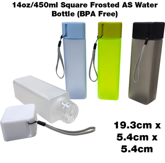 18-467 14oz/450ml Square Frosted AS Water Bottle (BPA Free)