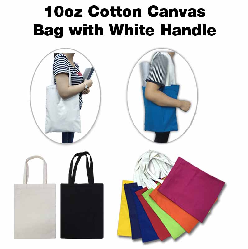 10oz Cotton Canvas Bag with White Handles