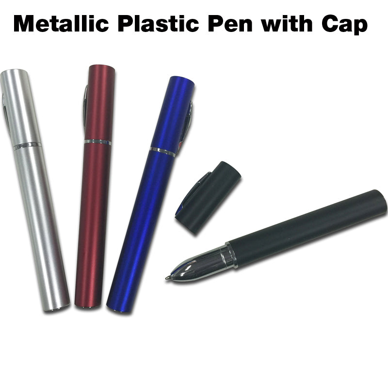 Metallic Plastic Pen with Cap