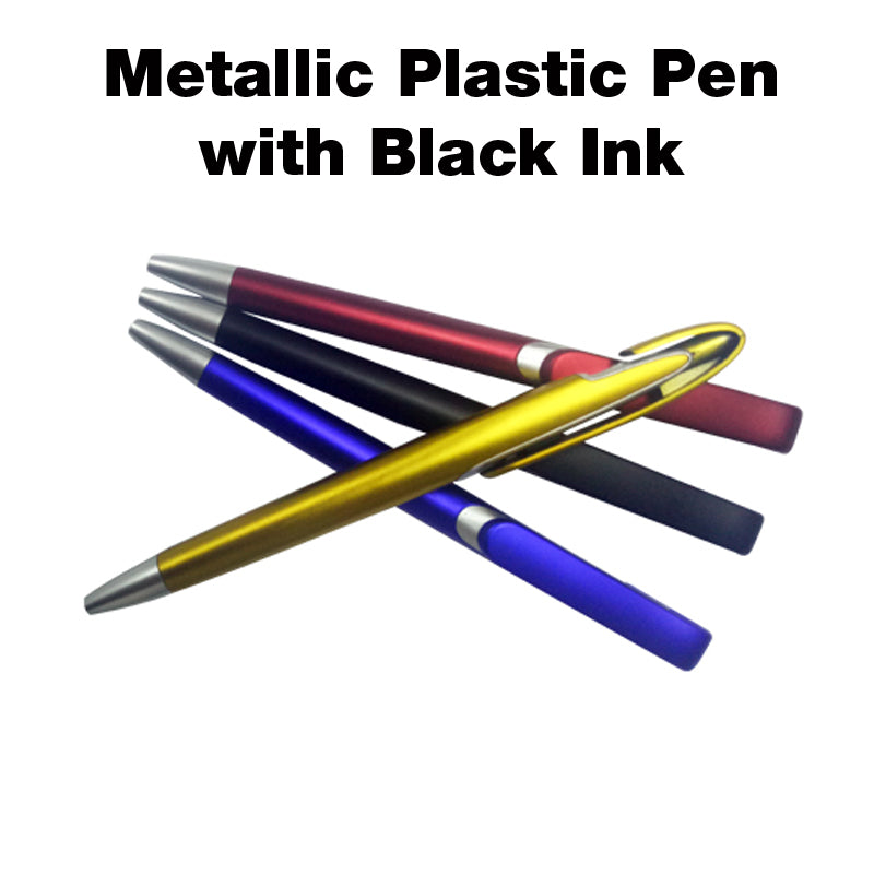 Metallic Plastic Pen with Black Ink