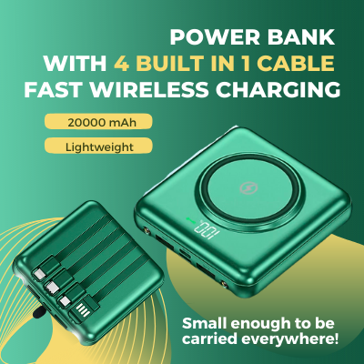 Power Bank with 4 Built in 1 Cable 20000 mAh