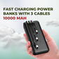Fast Charging 3 Cabled 10000mAh Power Bank