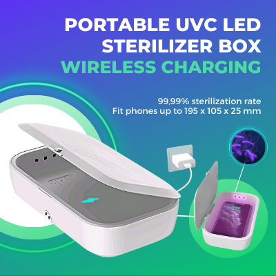 Portable UVC LED Sterilizer Box Wireless Charging