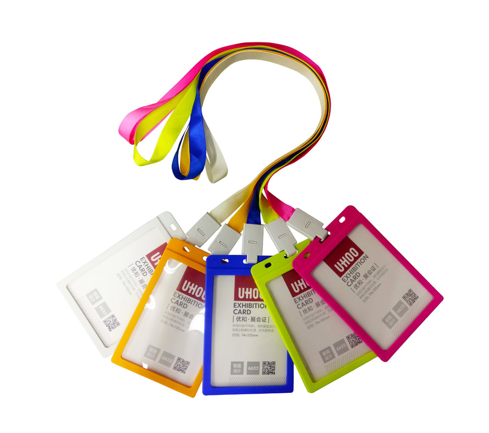 Hard PVC Exhibition Card Holder with Lanyard, Portrait