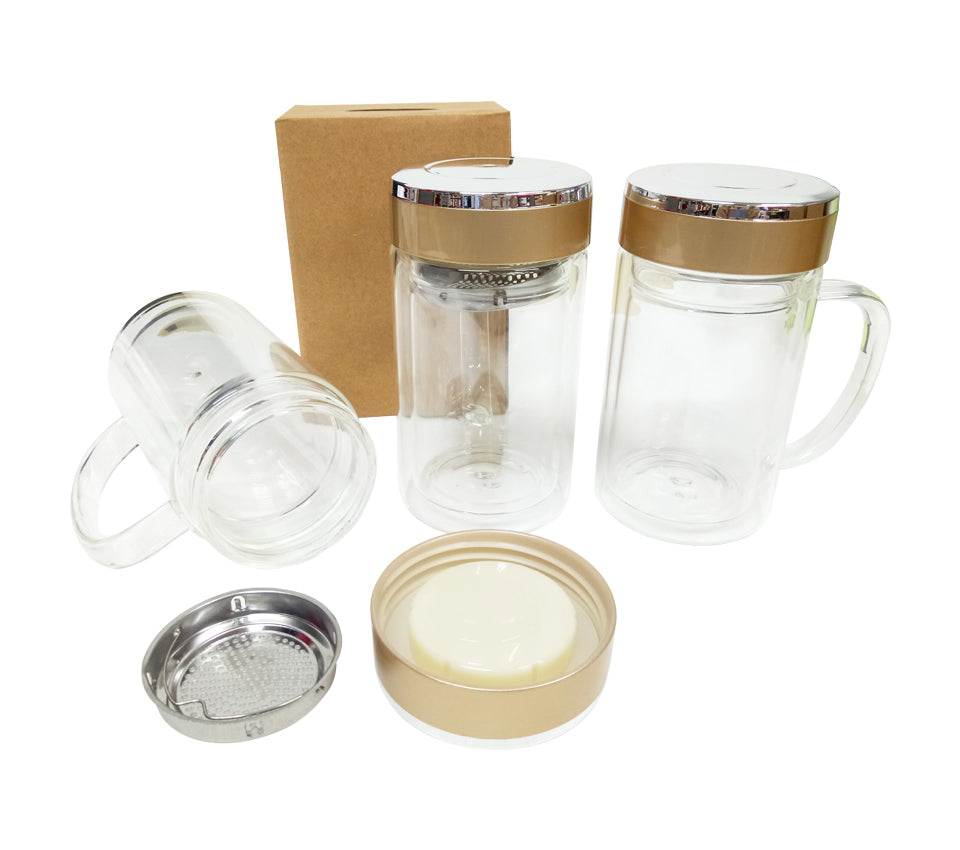 10oz Double-Wall Glass Mug with Filter