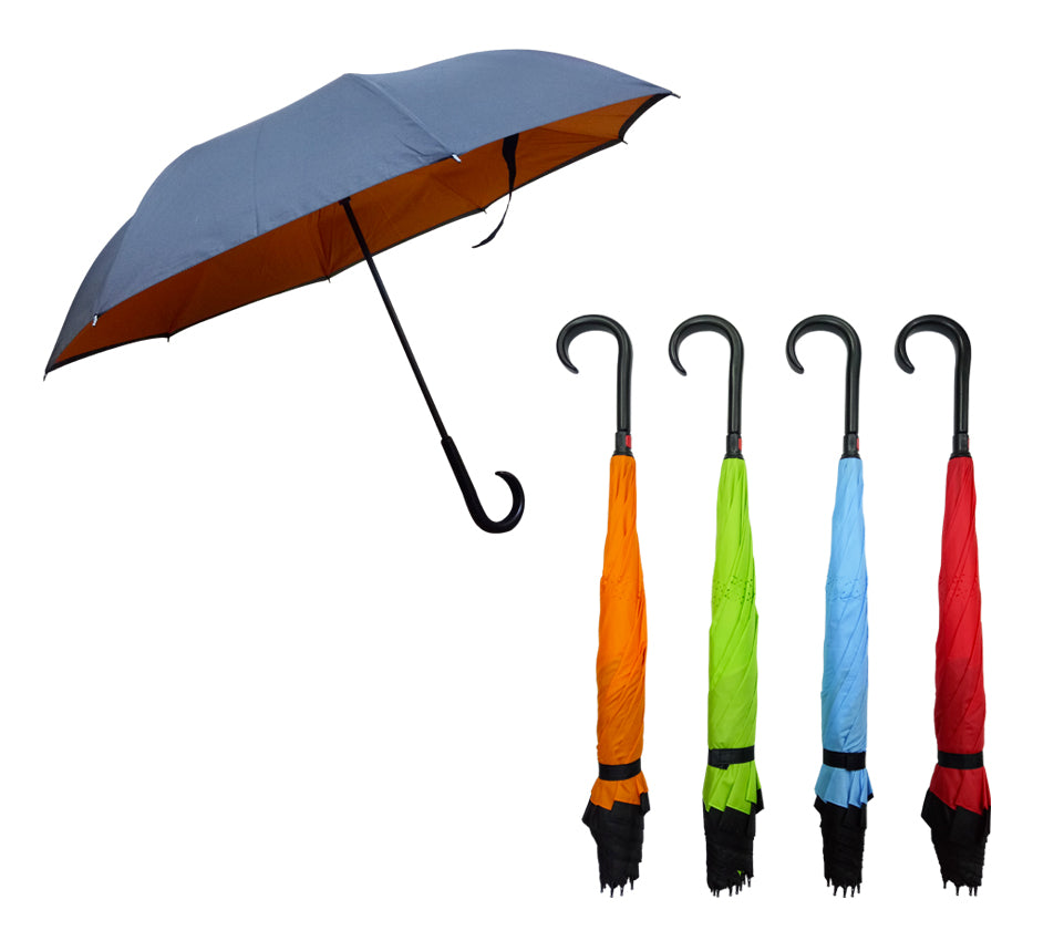 23" 8-Panel Inverted Umbrella with J-Hook Handle