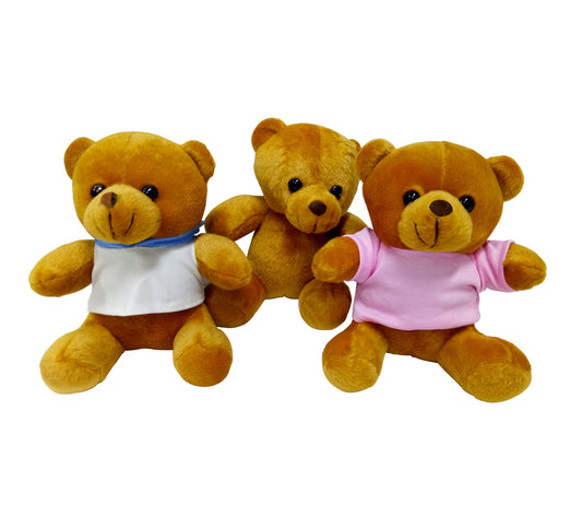 18-66 16cm Soft Toy Bear With Tee (Knitted Material)