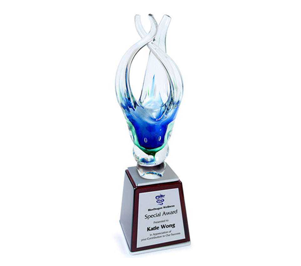 Bloom Aquatic Award on Oblique Wood Base