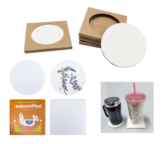 18-448 Ceramic Coaster with indivdual kraft paper box